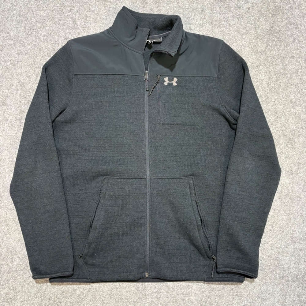 Under Armour Mens ColdGear Full Zip Fleece Jacket Charcoal Gray Large 0449